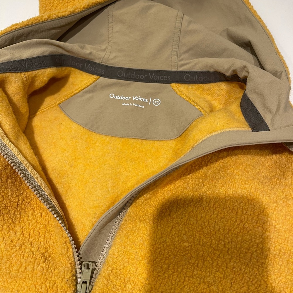 Outdoor Voices MegaFleece Soft Cozy Wool Blend Half Zip Hoodie XS in Yellow - Picture 5 of 6